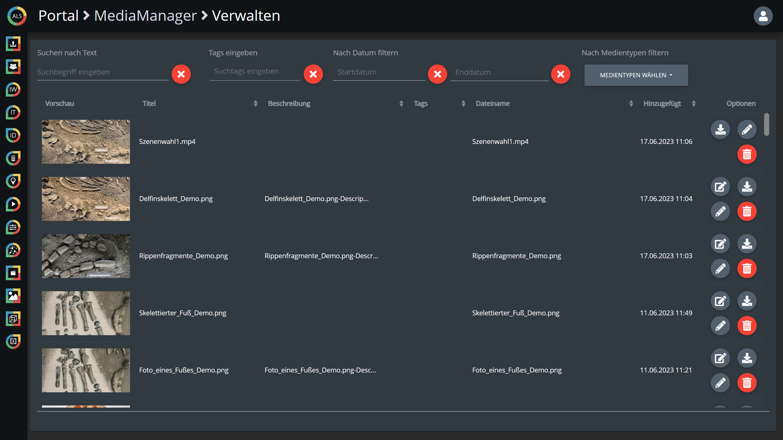 Die Verwaltung von Medien über das ALS-Portal