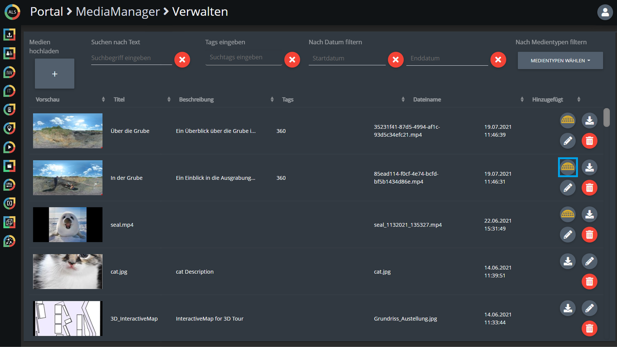 Ansteuerung des InteractiveDome aus dem ALS-Portal