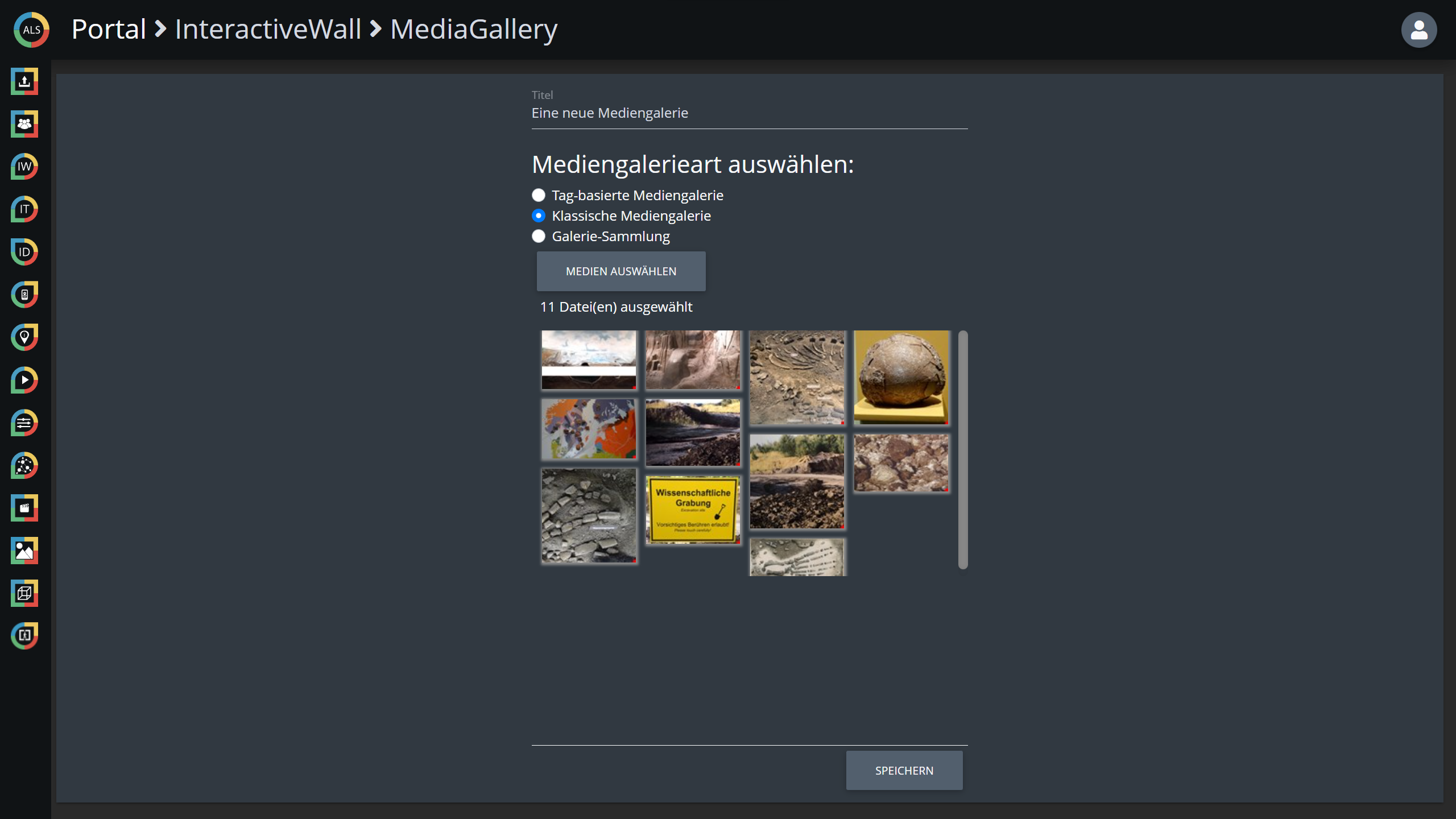 Der Editor zum Erstellen einer neuen MediaGallery