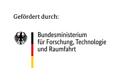 Logo des Bundesministerium für Forschung, Technologie und Raumfahrt mit dem Text "Gefördert durch" darüber