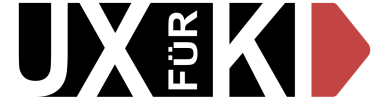 Logo mit dem Schriftzug "UX für KI" mit einem Pfeil nach rechts