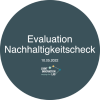 Logo des Projekts Nachhaltigkeitscheck, Schriftzug Evaluation Nachhaltigkeit